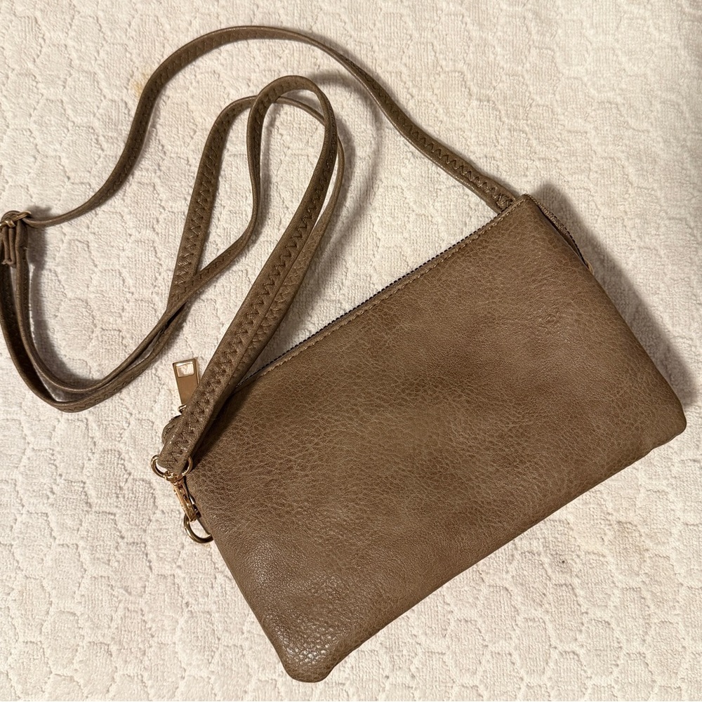 Brown Leather Bag - Crossbody or Wristlet